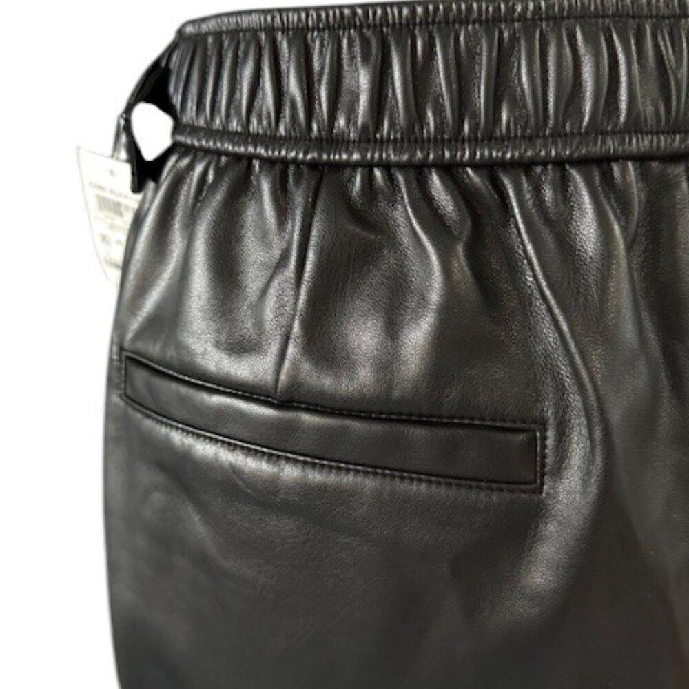 Bar III Faux-Leather Pants Black Adjustable Waist Wide Leg Pocket XL MSRP$99 NWT - Picture 9 of 14